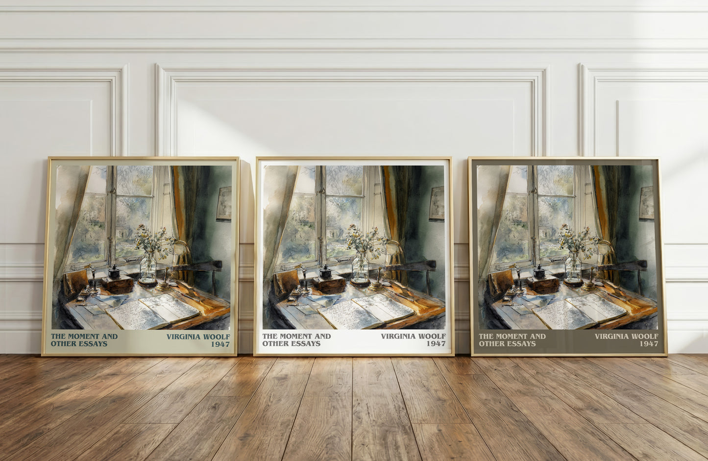 The Moment And Other Essays literary print framed by window – literary home decor