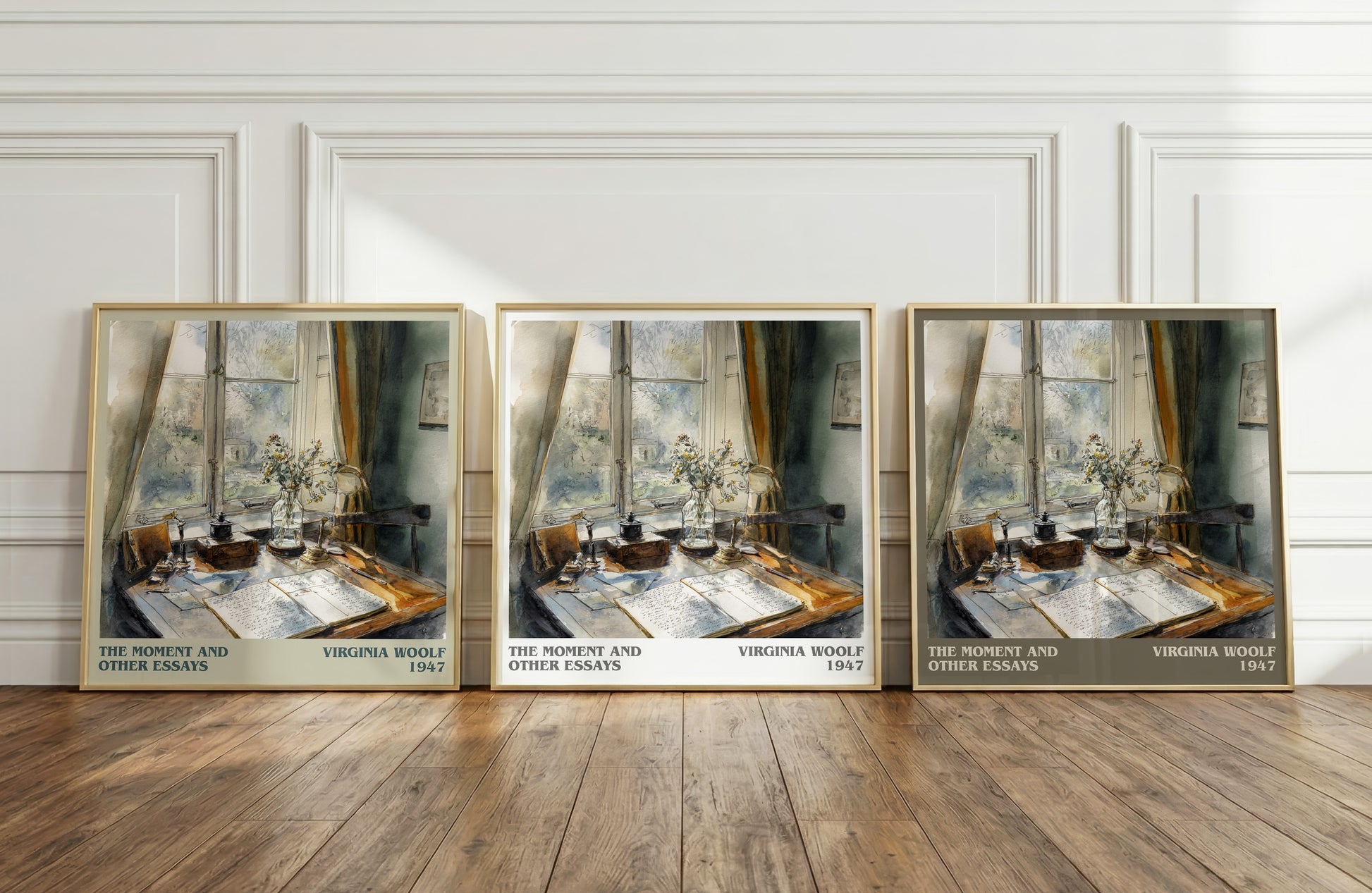 The Moment And Other Essays literary print framed by window – literary home decor