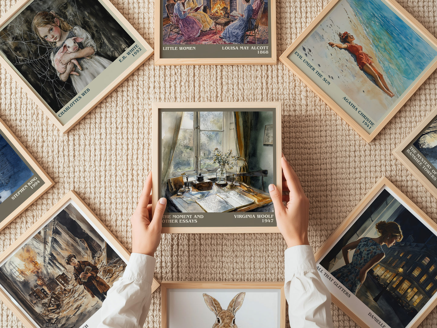 The Moment And Other Essays literary print on bookshelf – Virginia Woolf fan gift