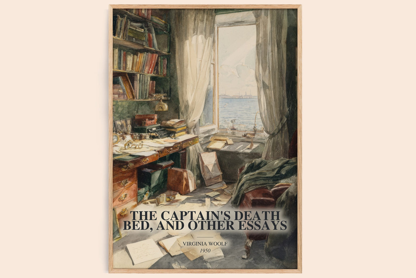 The Captain'S Death Bed, And Other Essays watercolour book poster by Virginia Woolf – framed literary art print