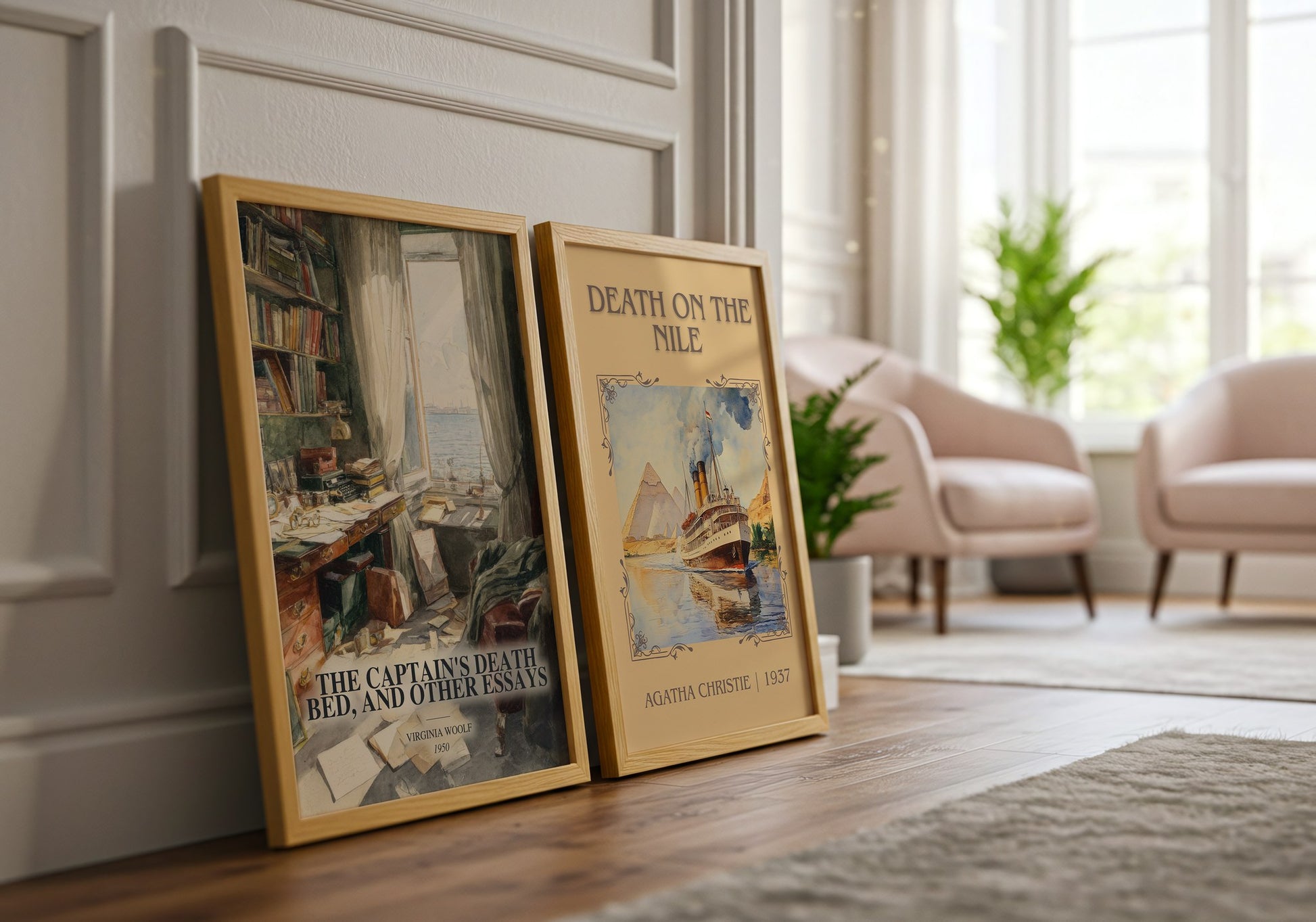 The Captain'S Death Bed, And Other Essays watercolour print framed by window – literary home decor