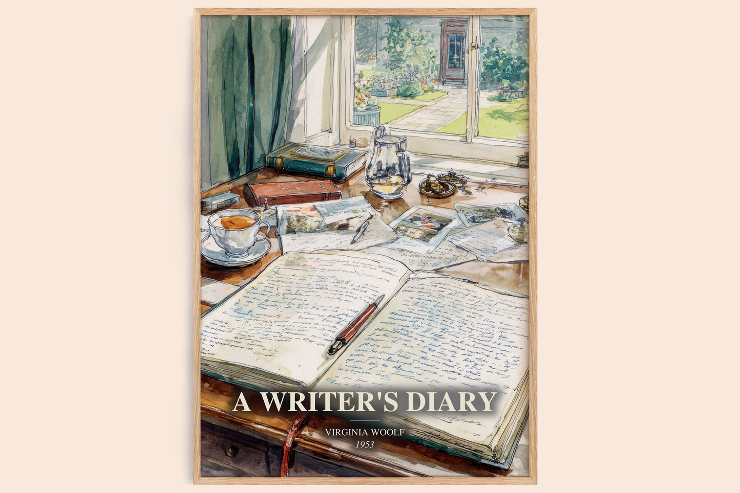 A Writer'S Diary watercolour book poster by Virginia Woolf – framed literary art print