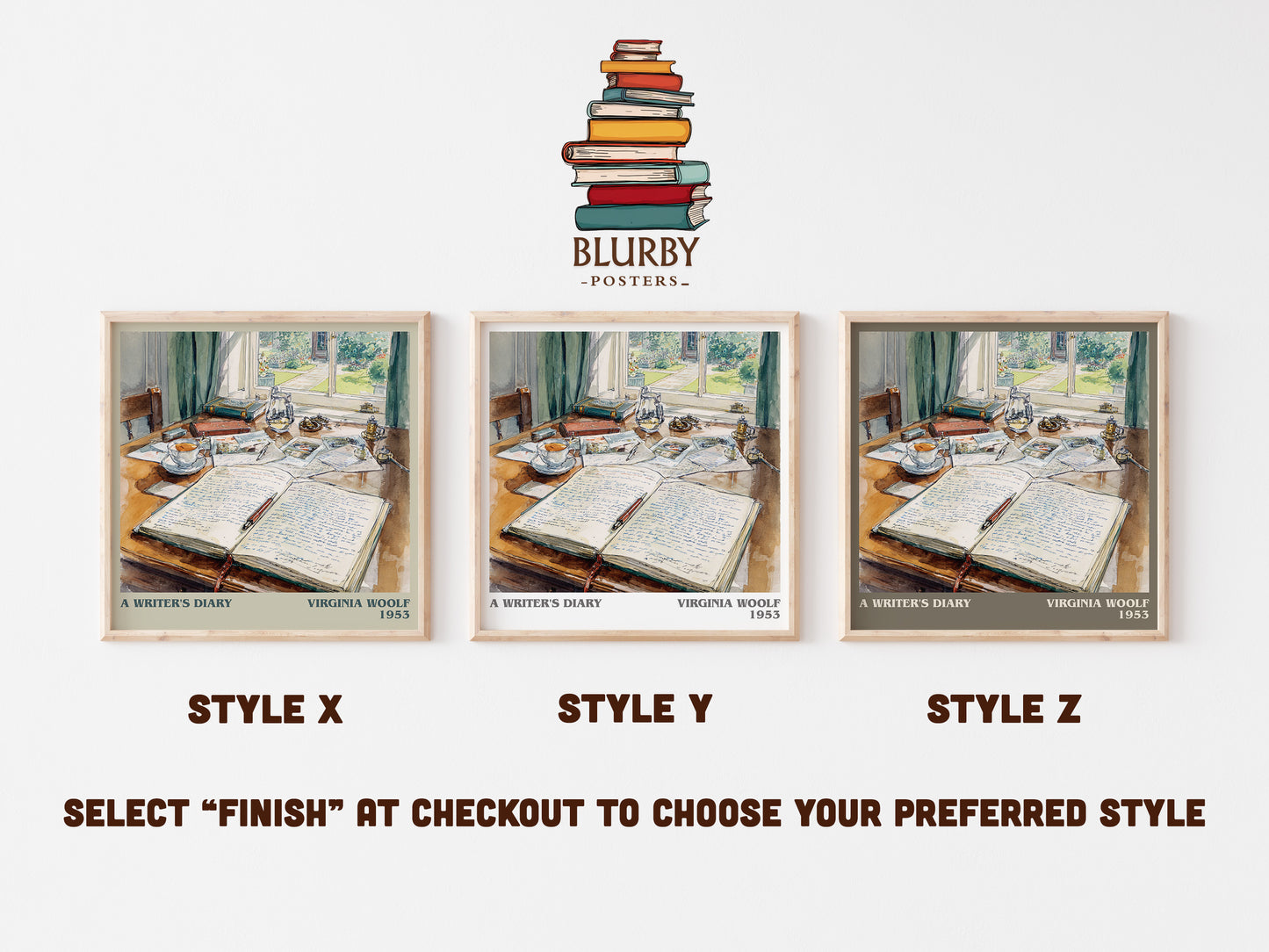 A Writer's Diary literary art print colour and style options – Virginia Woolf book art