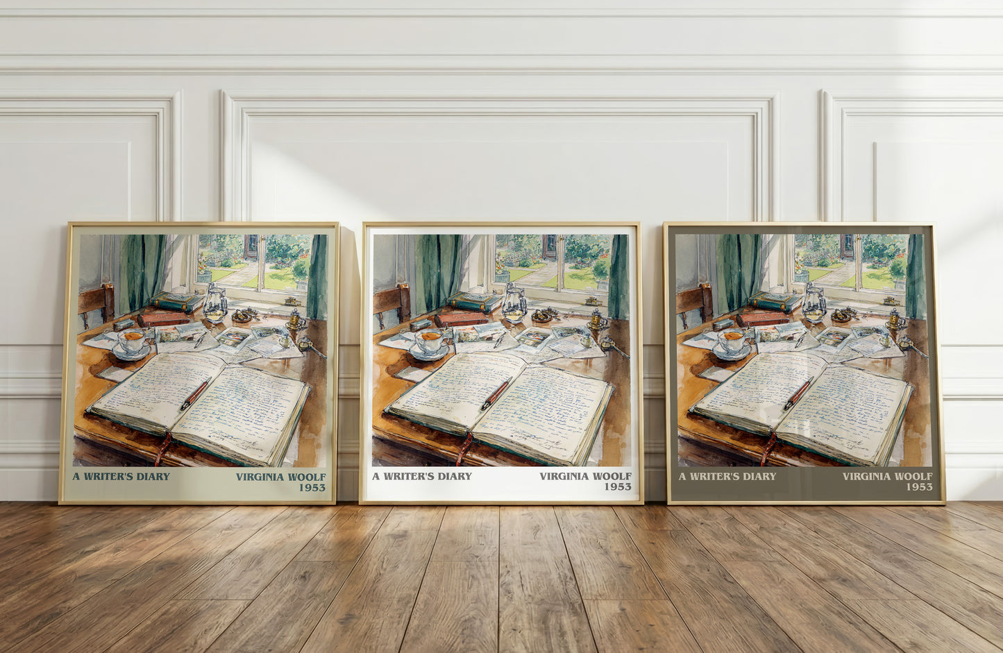 A Writer's Diary literary print framed by window – literary home decor