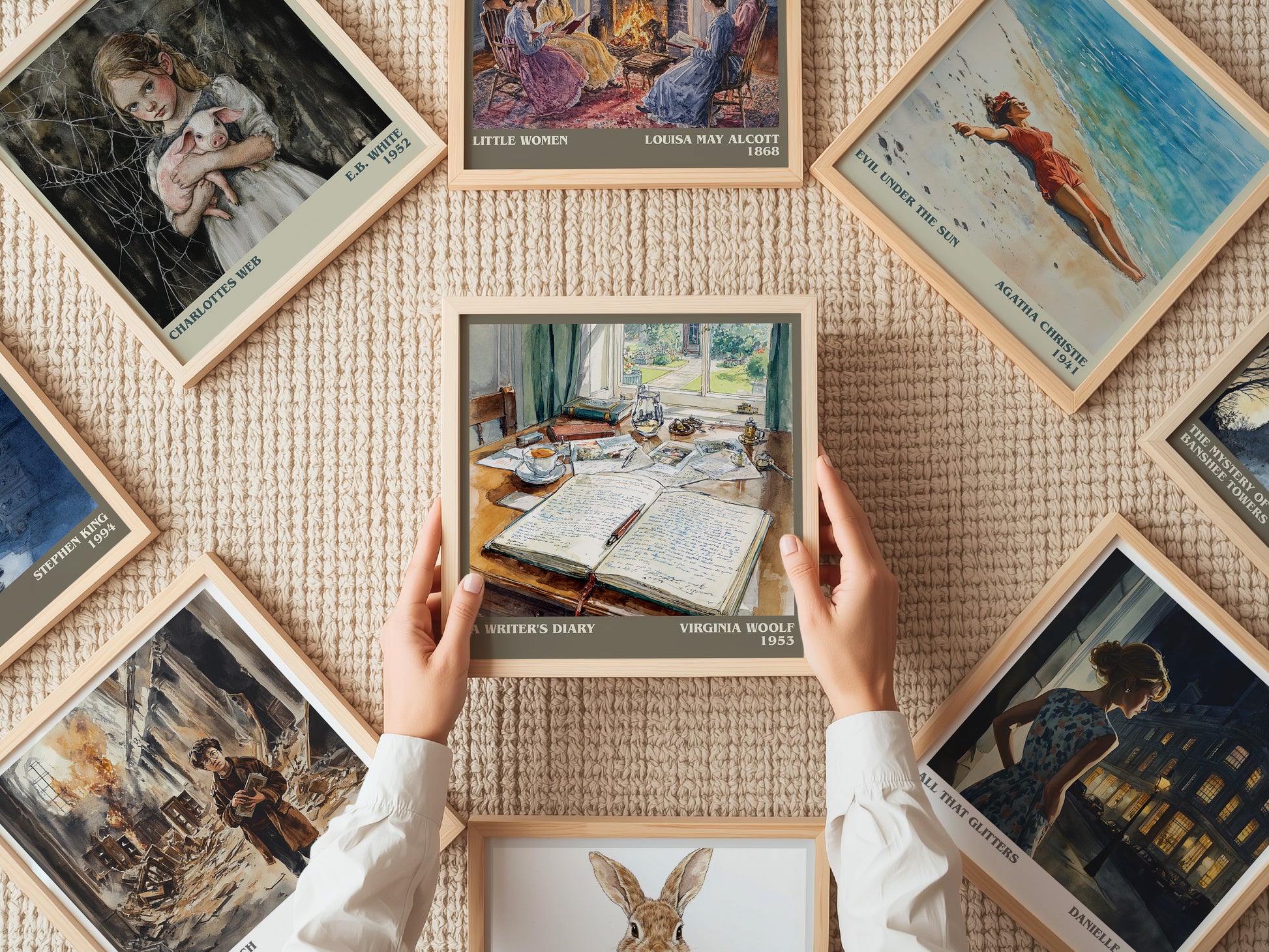 A Writer's Diary literary print on bookshelf – Virginia Woolf fan gift