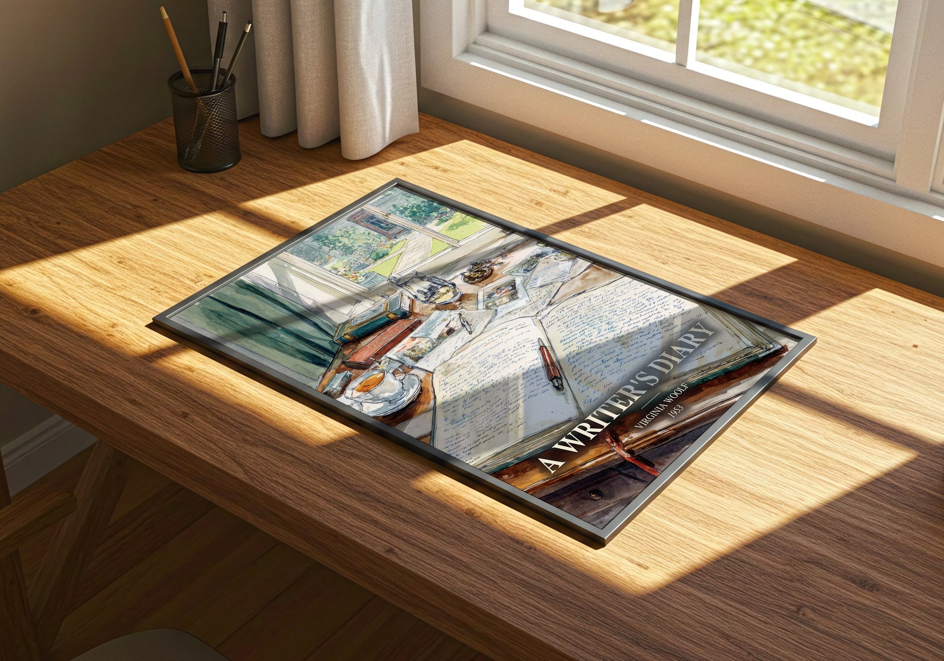 A Writer'S Diary watercolour book poster framed on wall – non fiction wall art