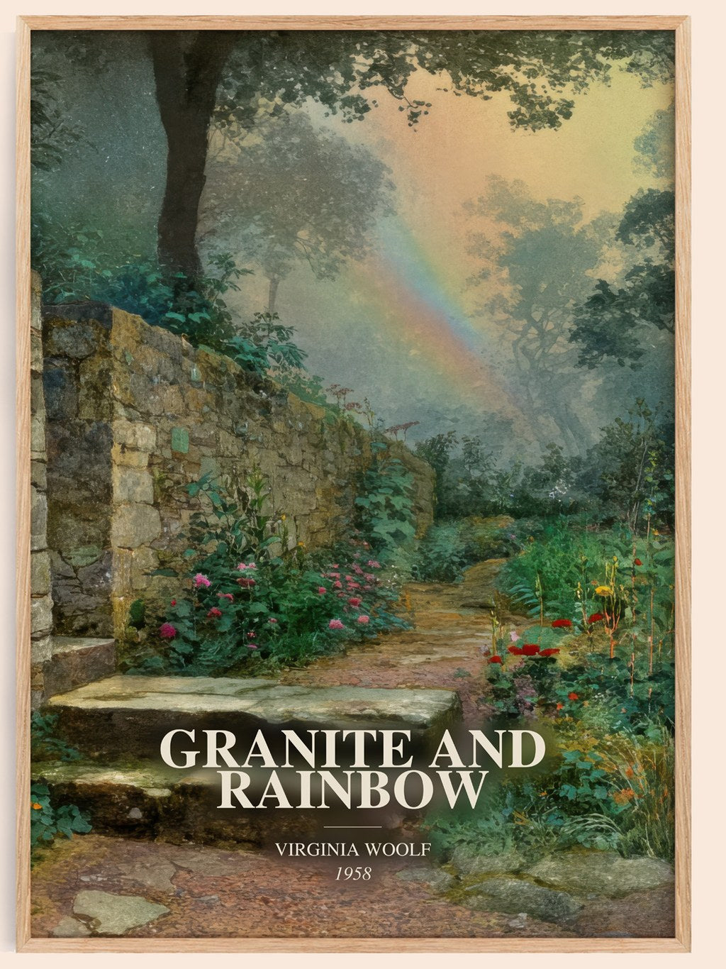 Granite And Rainbow watercolour book poster by Virginia Woolf – framed literary art print
