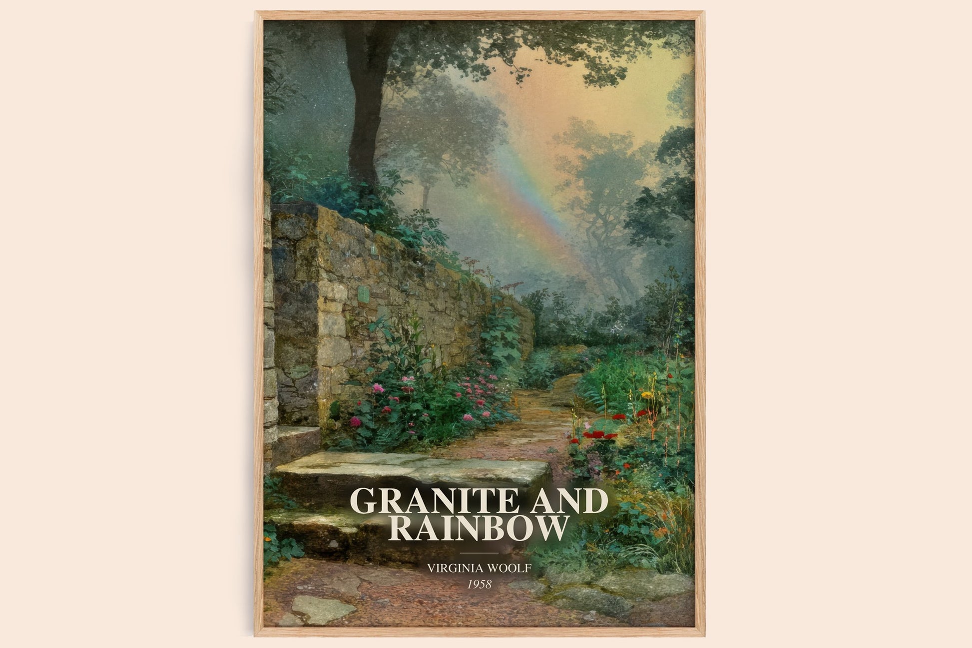 Granite And Rainbow watercolour book poster by Virginia Woolf – framed literary art print