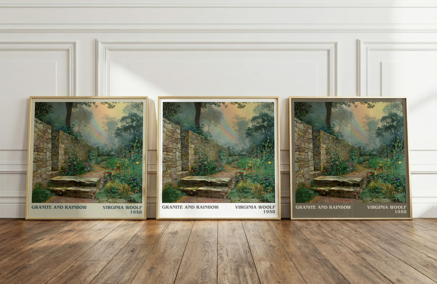 Granite and Rainbow literary print framed by window – literary home decor