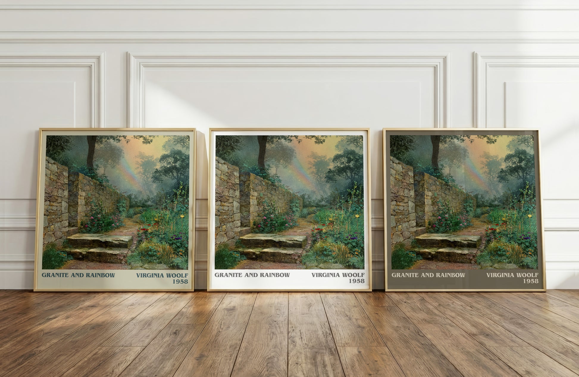 Granite and Rainbow literary print framed by window – literary home decor