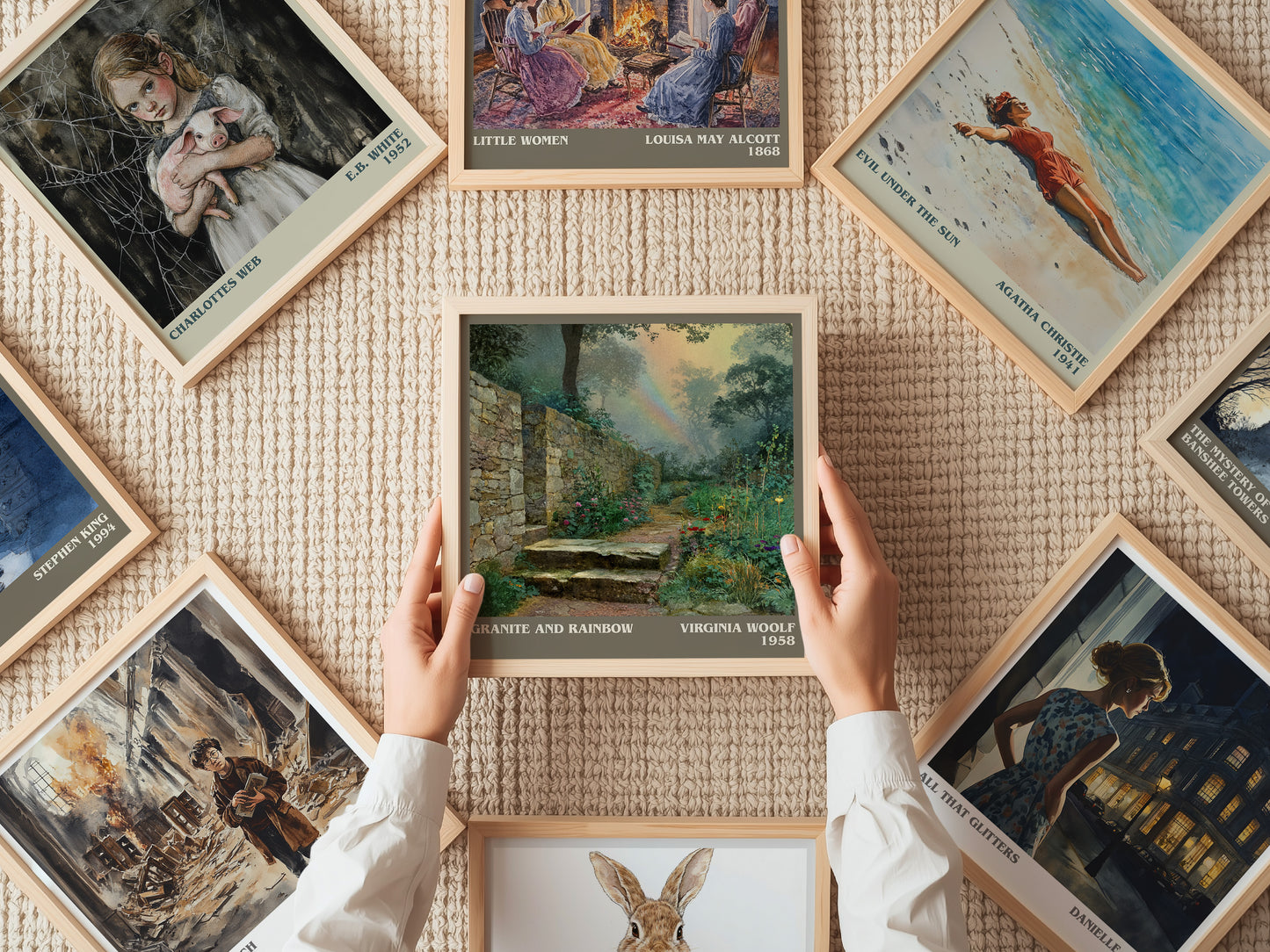 Granite and Rainbow literary print on bookshelf – Virginia Woolf fan gift