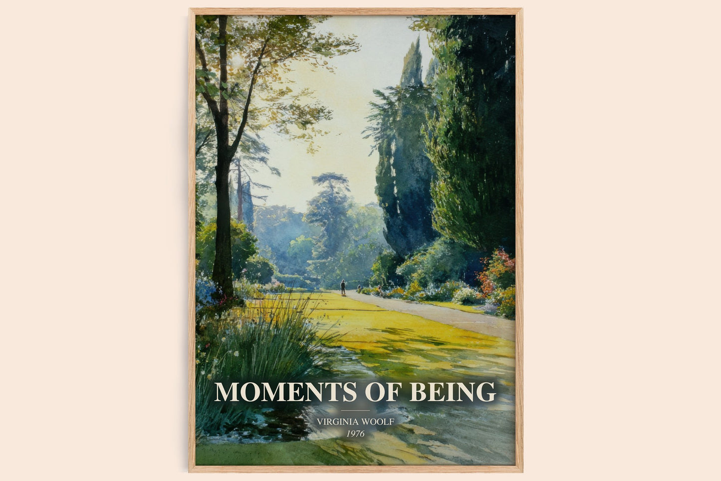 Moments Of Being watercolour book poster by Virginia Woolf – framed literary art print
