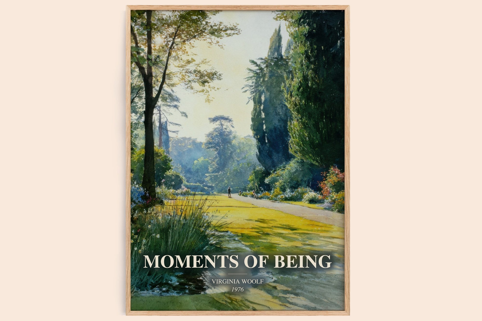 Moments Of Being watercolour book poster by Virginia Woolf – framed literary art print