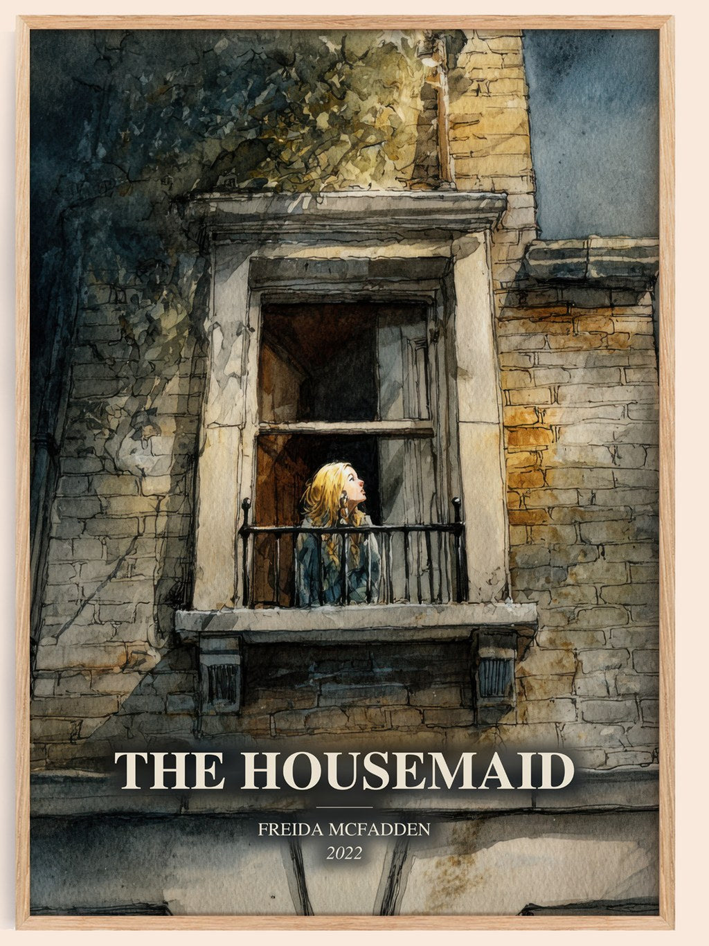The Housemaid watercolour book poster by Freida Mcfadden – framed literary art print