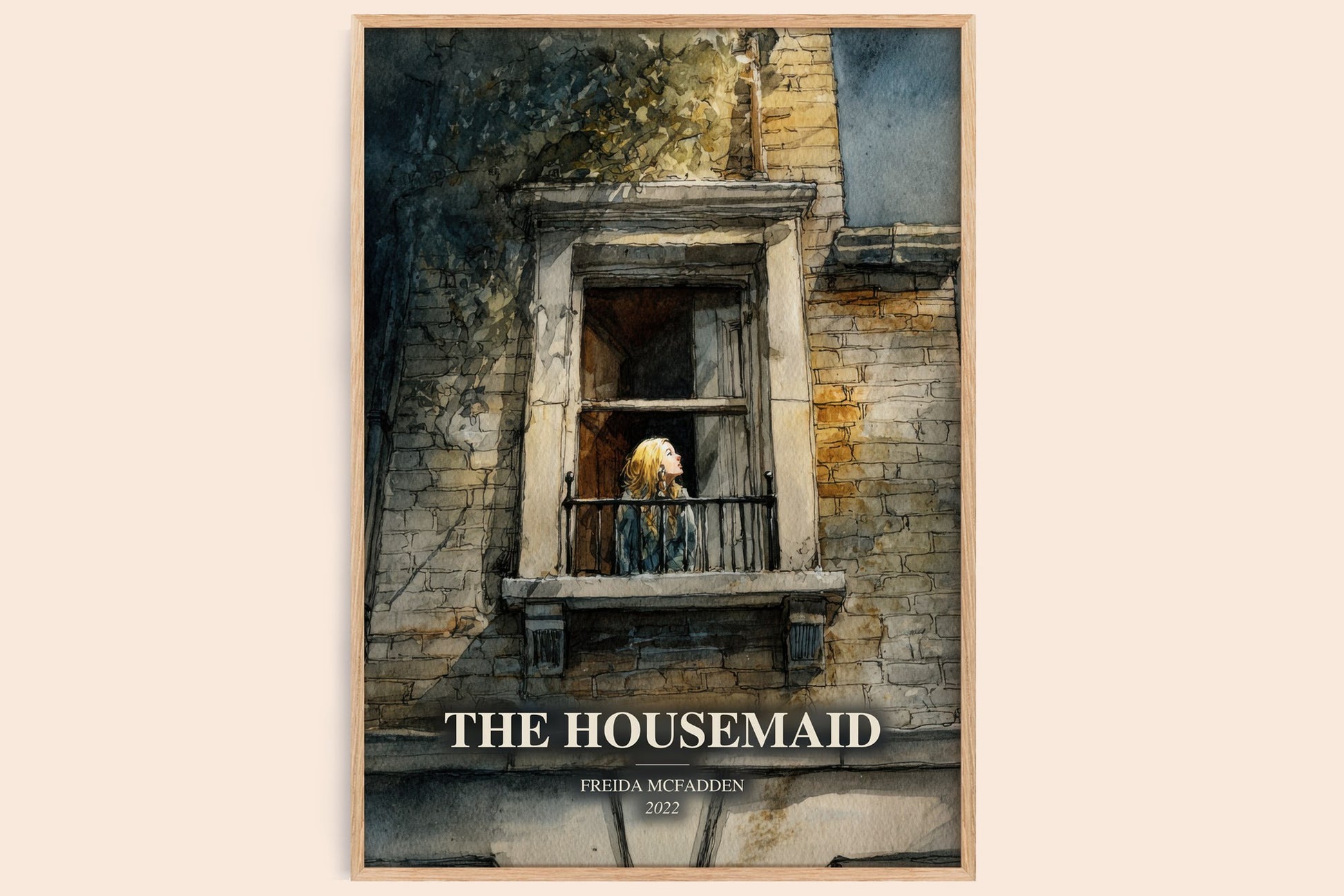 The Housemaid watercolour book poster by Freida Mcfadden – framed literary art print