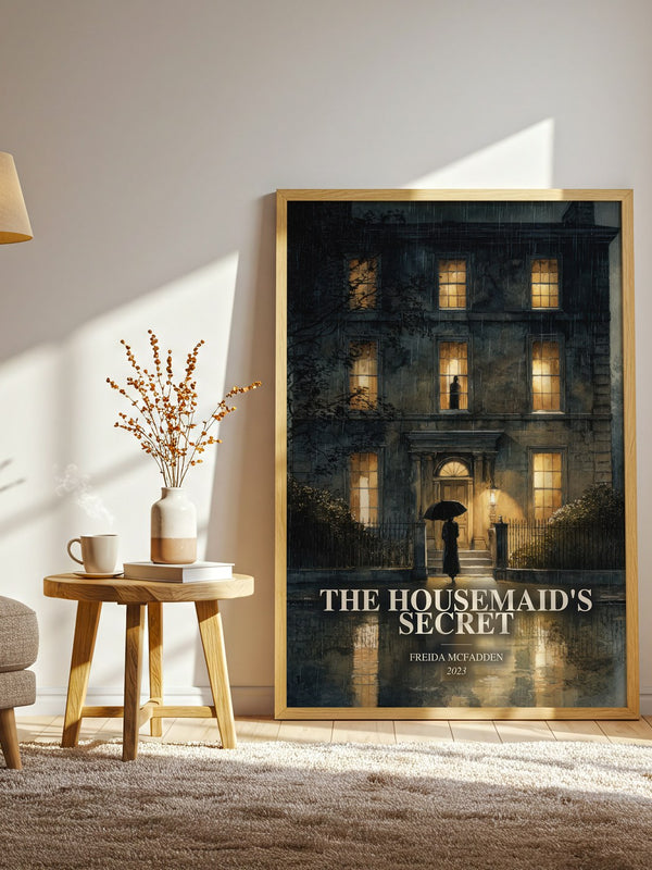 The Housemaid'S Secret watercolour print in frame leaning in hallway – thriller wall art