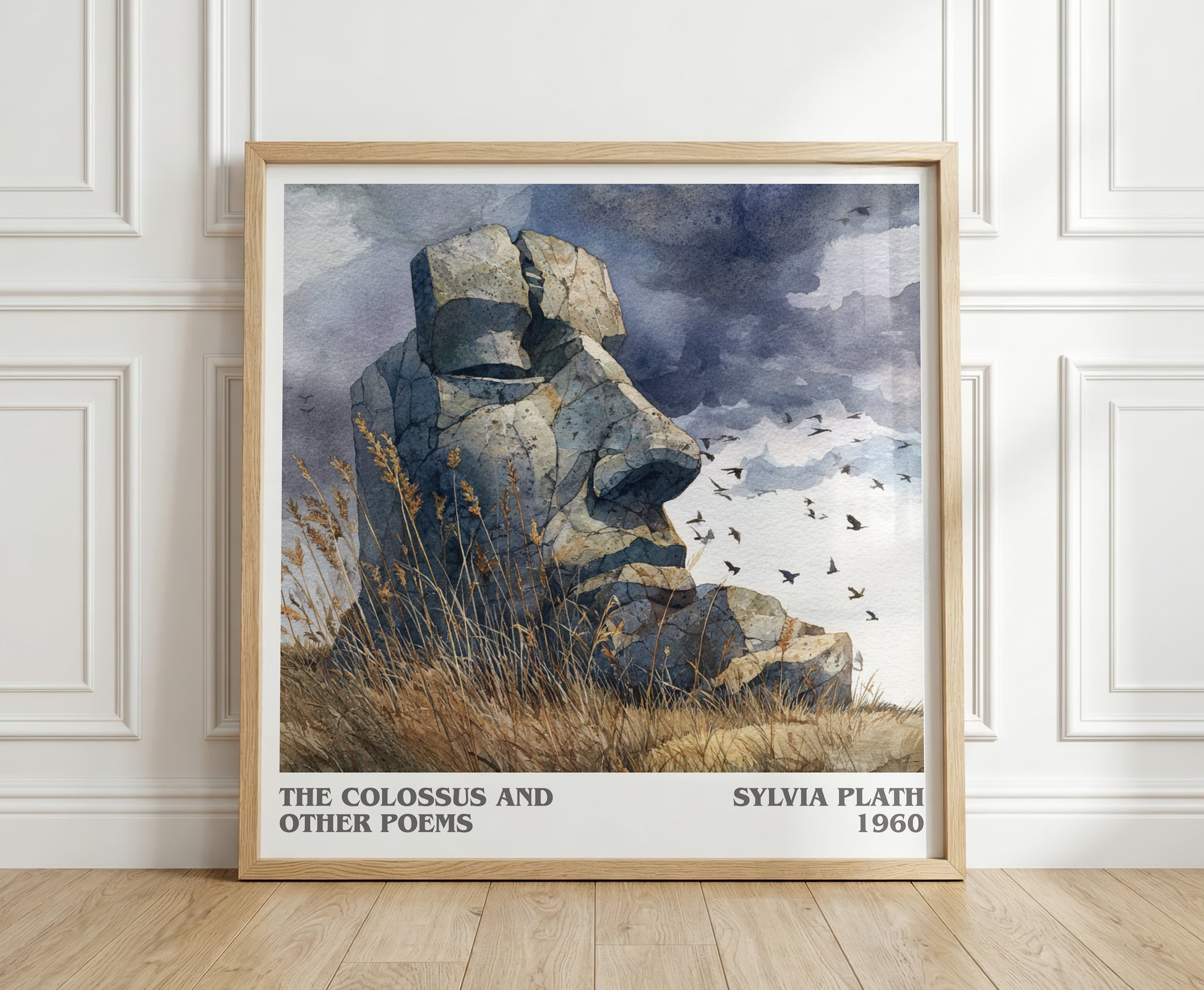 The Colossus: and Other Poems literary print in frame leaning in hallway – thriller wall art