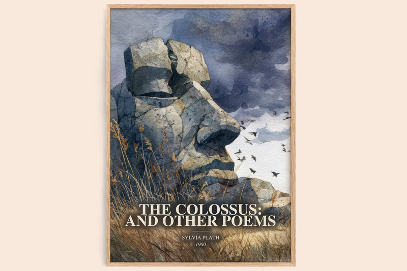 The Colossus: And Other Poems watercolour book poster by Sylvia Plath – framed literary art print