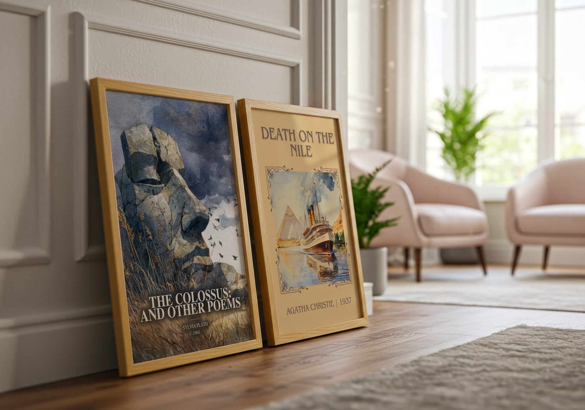 The Colossus: And Other Poems watercolour print framed by window – literary home decor