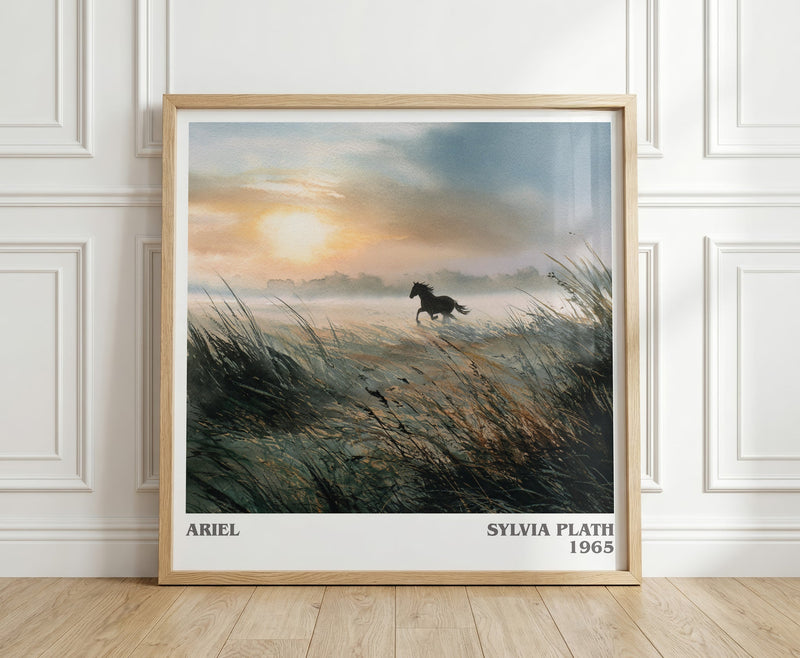 Ariel literary print in frame leaning in hallway – poetry wall art