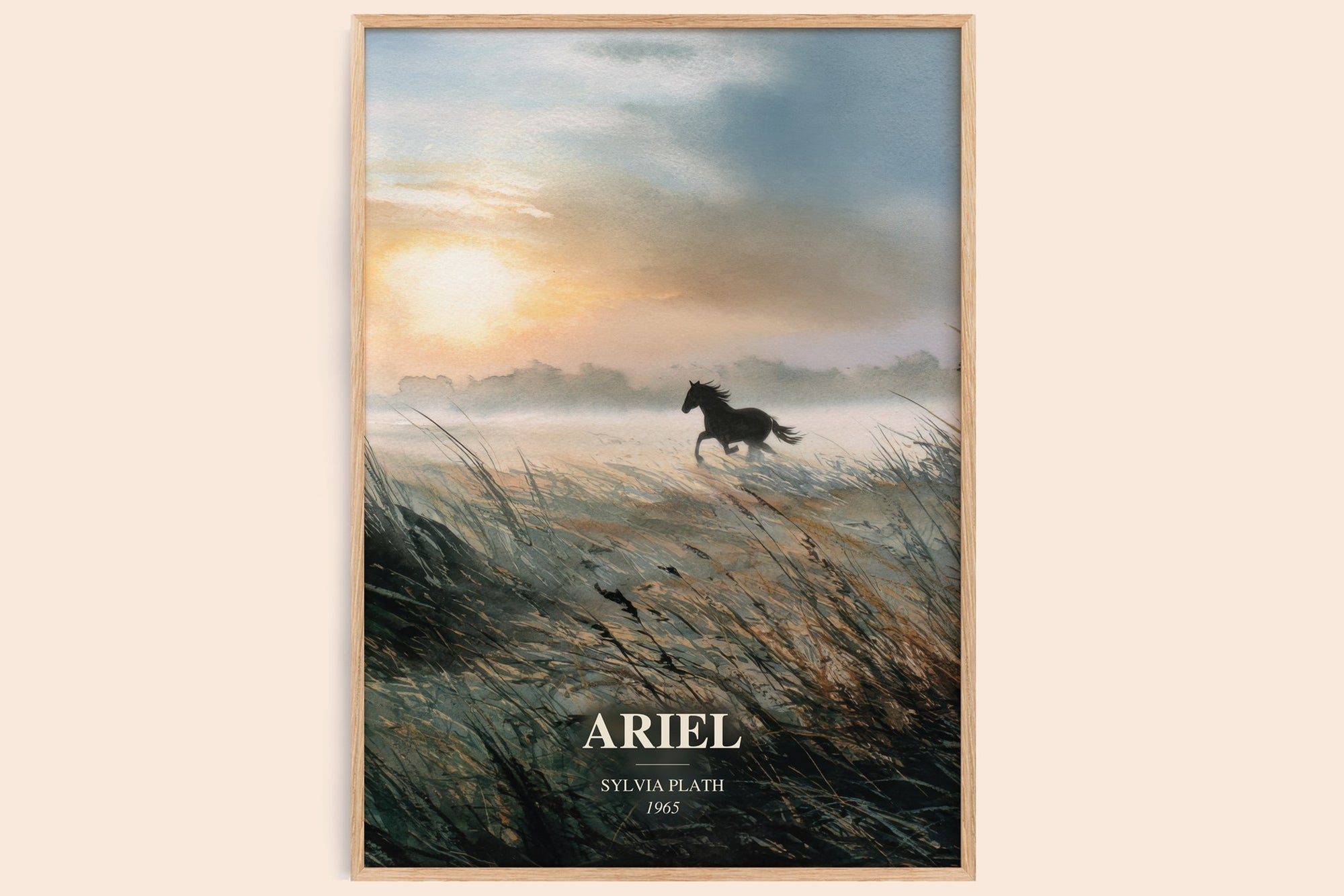 Ariel watercolour book poster by Sylvia Plath – framed literary art print