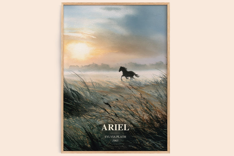 Ariel watercolour book poster by Sylvia Plath – framed literary art print