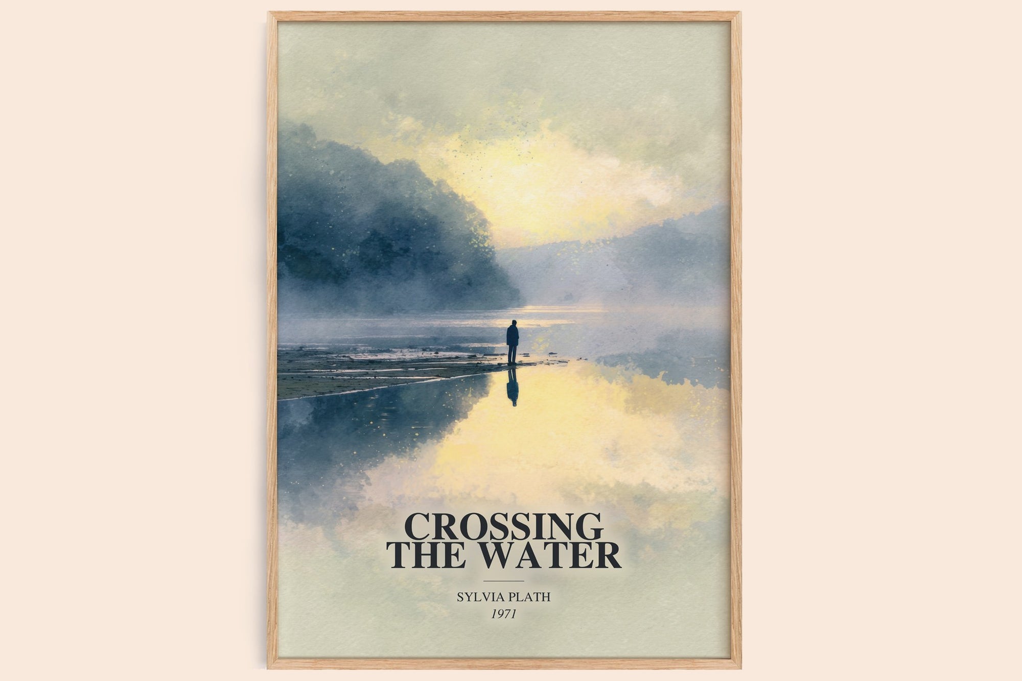 Crossing The Water watercolour book poster by Sylvia Plath – framed literary art print