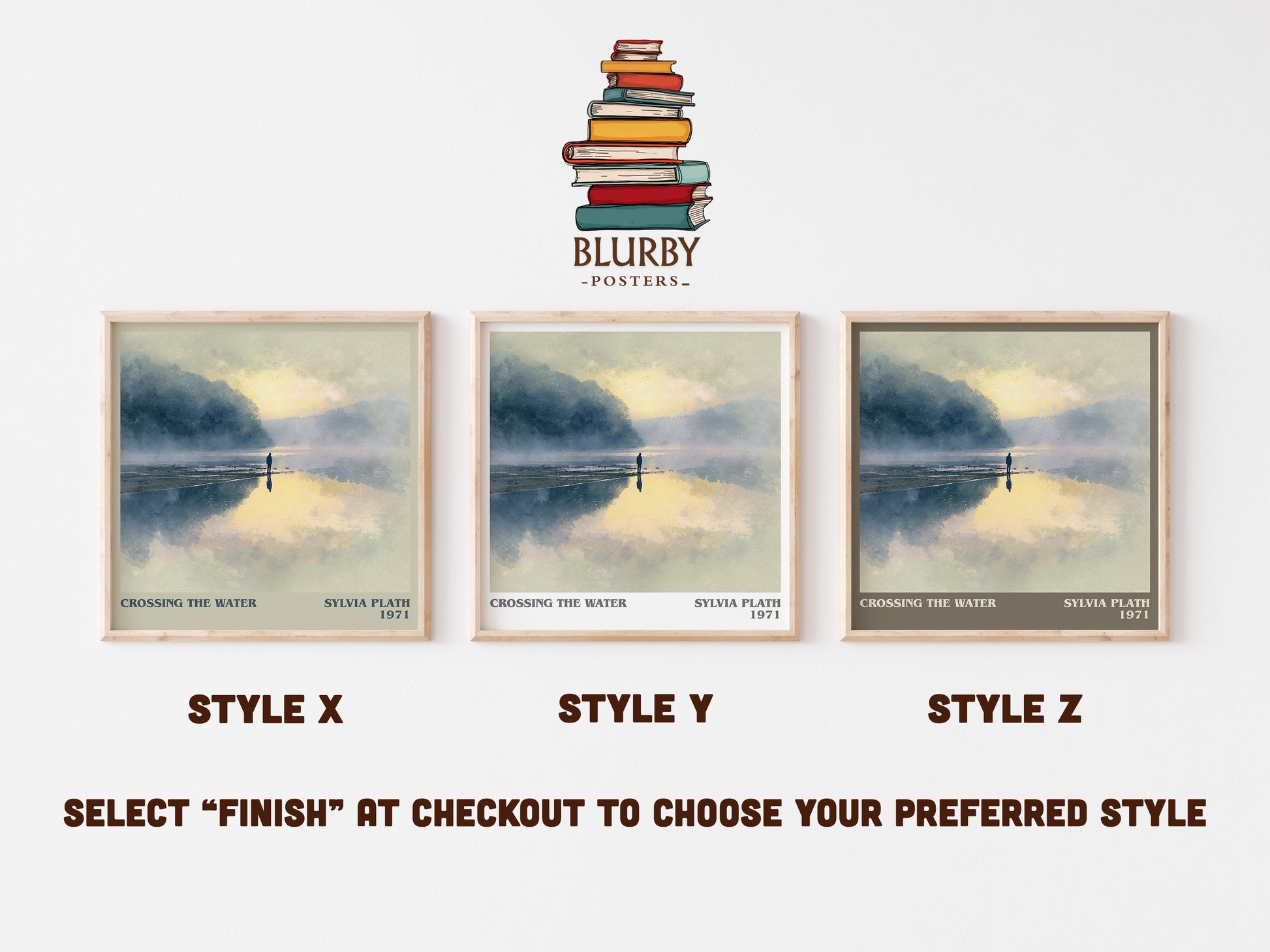 Crossing the Water literary art print colour and style options – Sylvia Plath book art