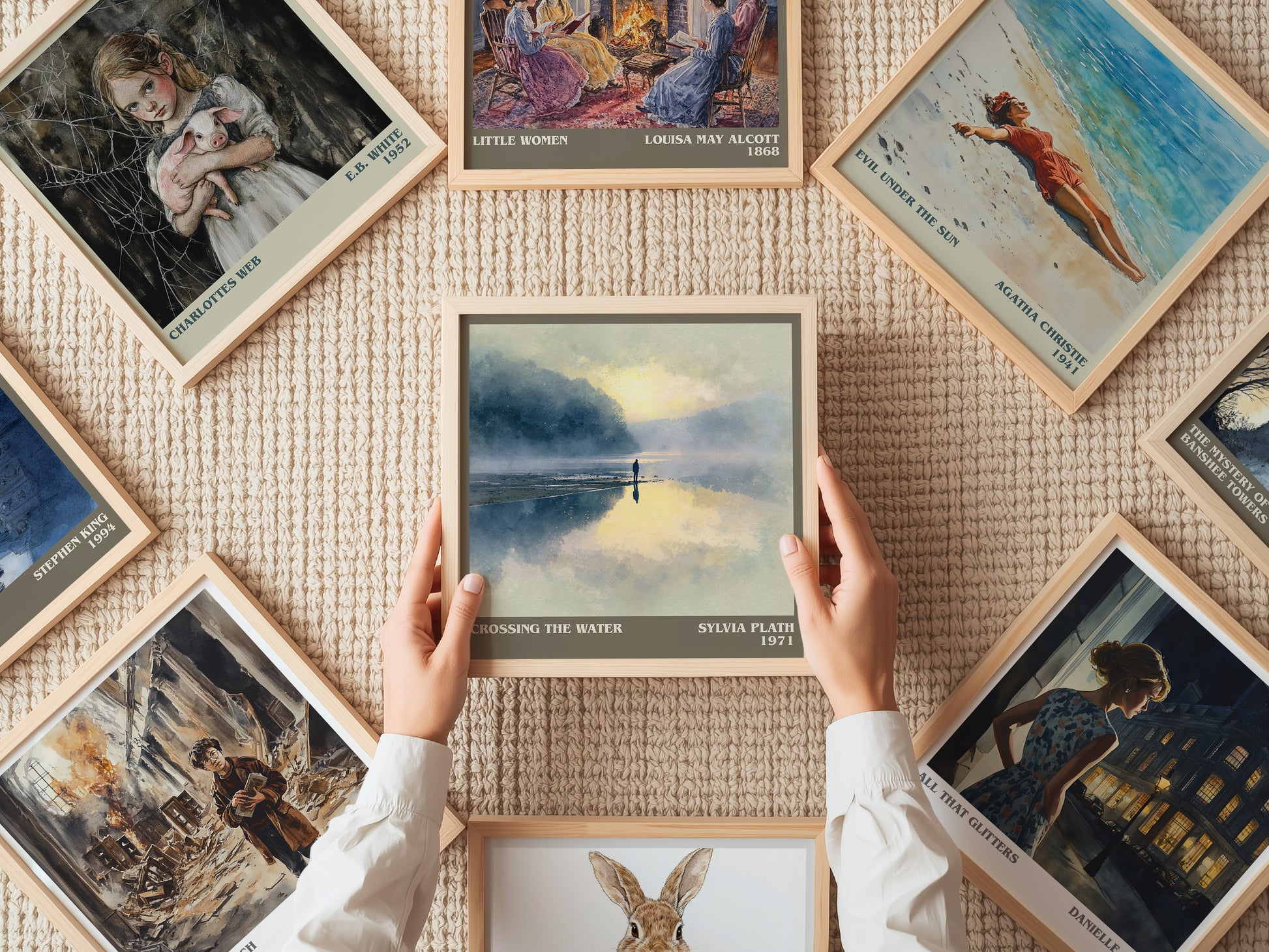 Crossing the Water literary print on bookshelf – Sylvia Plath fan gift