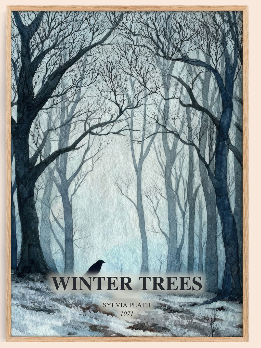 Winter Trees watercolour book poster by Sylvia Plath – framed literary art print