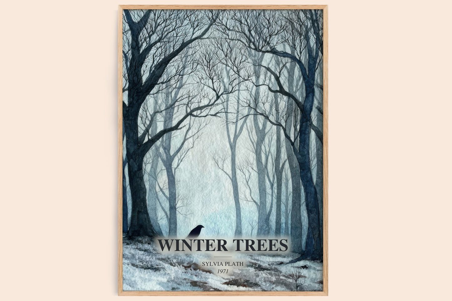 Winter Trees watercolour book poster by Sylvia Plath – framed literary art print