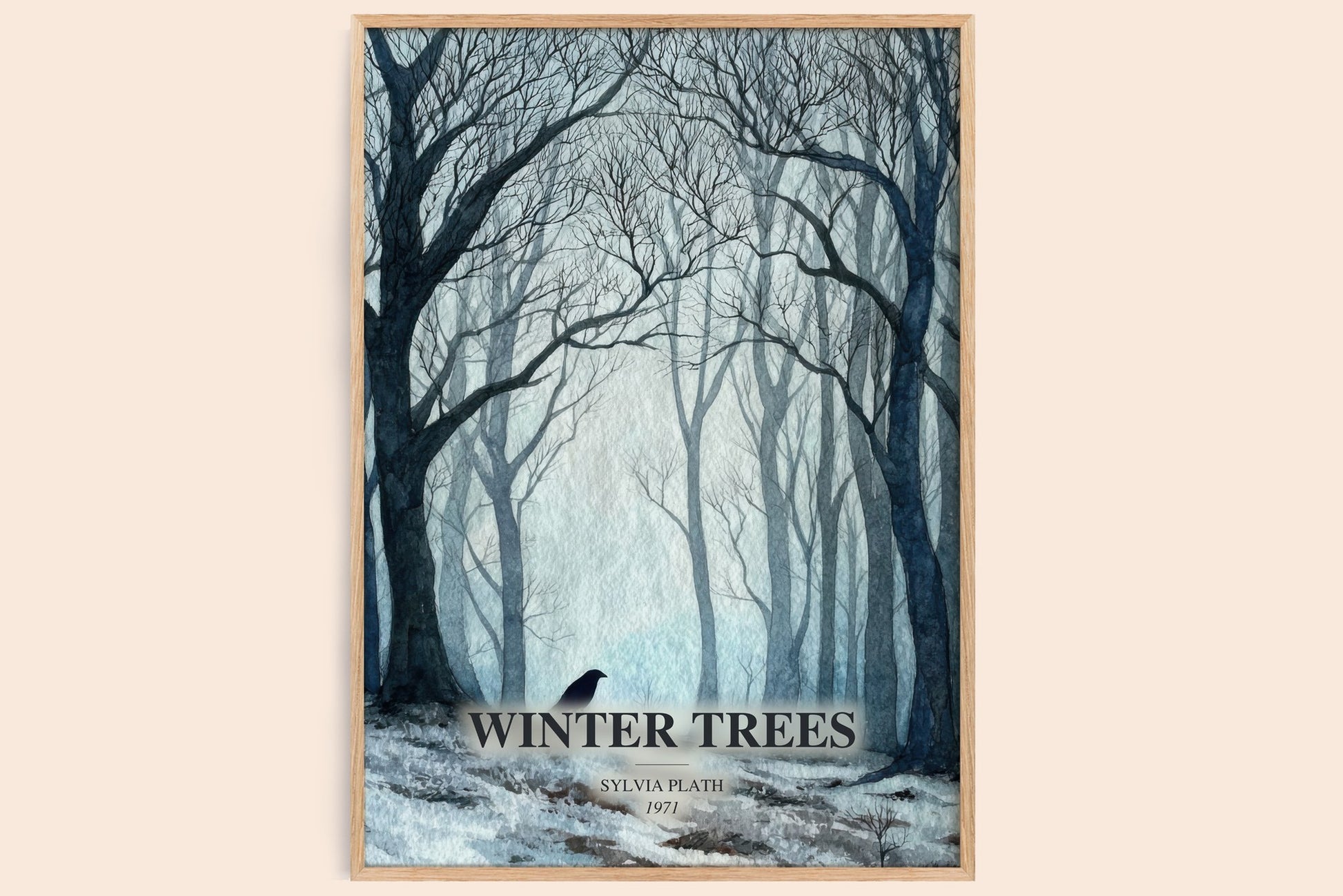 Winter Trees watercolour book poster by Sylvia Plath – framed literary art print