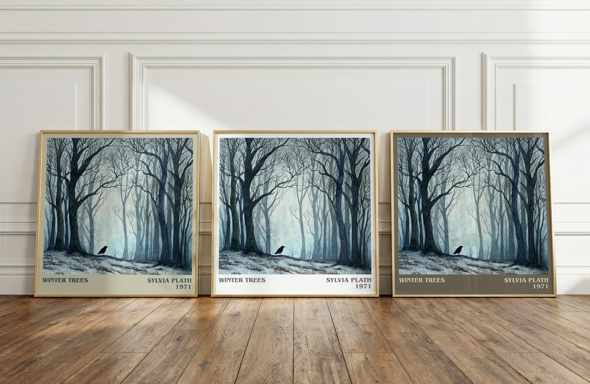 Winter Trees literary print framed by window – literary home decor