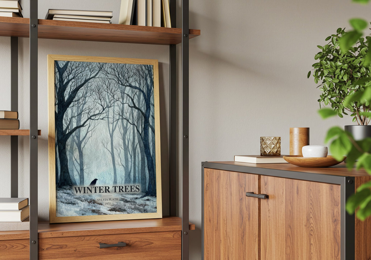 Winter Trees book watercolour illustration paper finish options – matte satin gloss