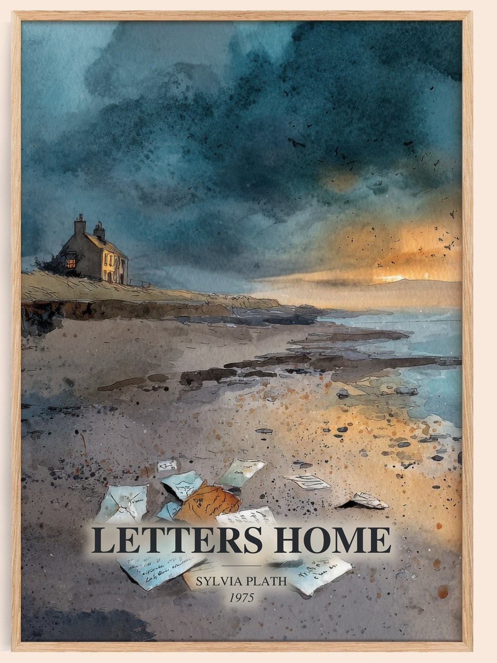 Letters Home watercolour book poster by Sylvia Plath – framed literary art print