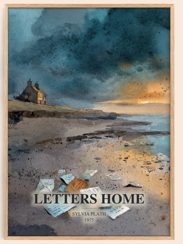 Letters Home watercolour book poster by Sylvia Plath – framed literary art print