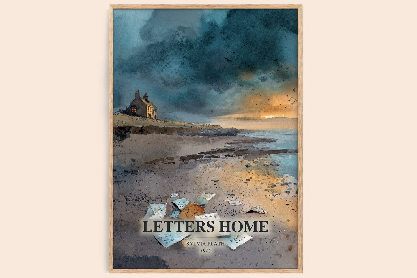 Letters Home watercolour book poster by Sylvia Plath – framed literary art print