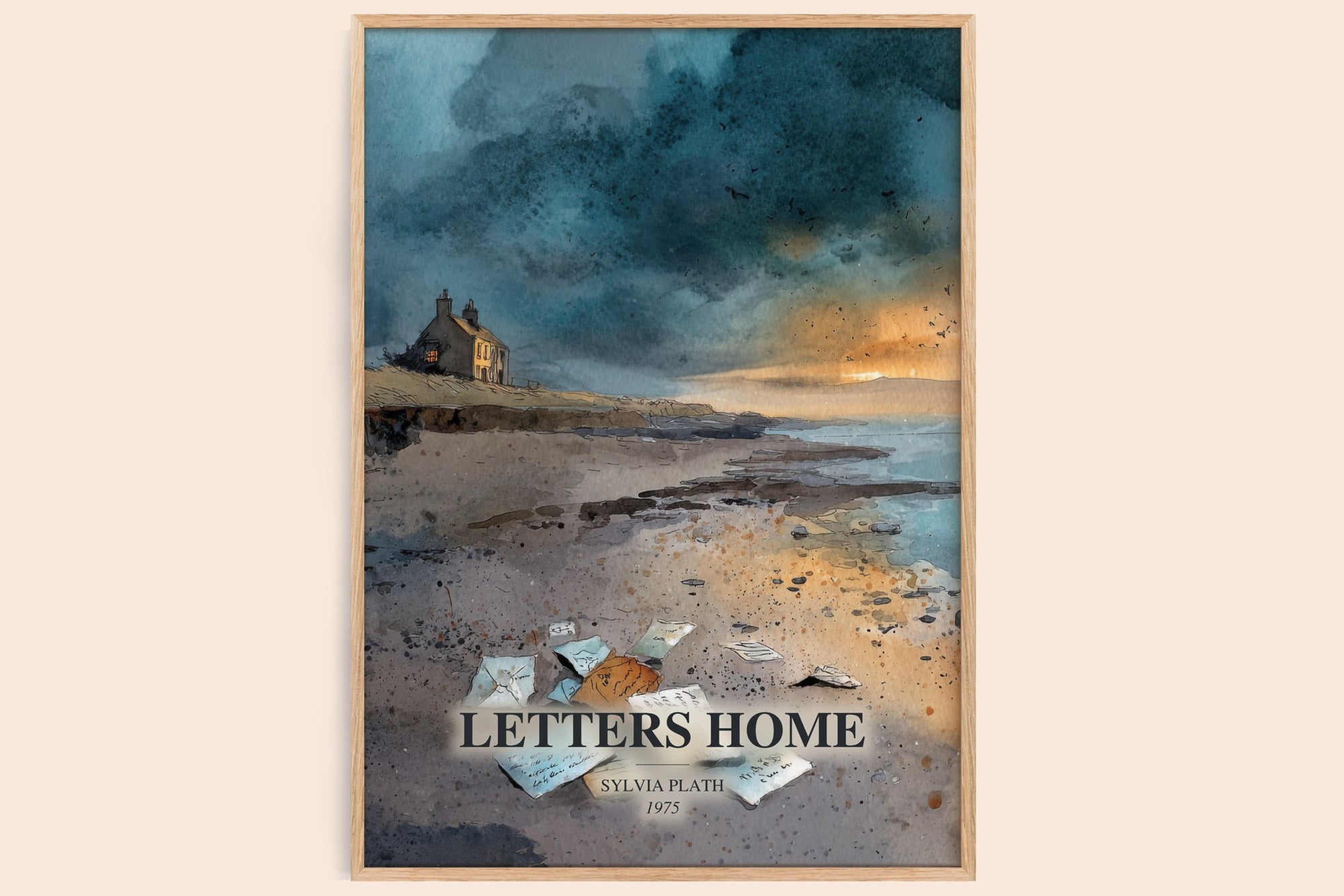 Letters Home watercolour book poster by Sylvia Plath – framed literary art print