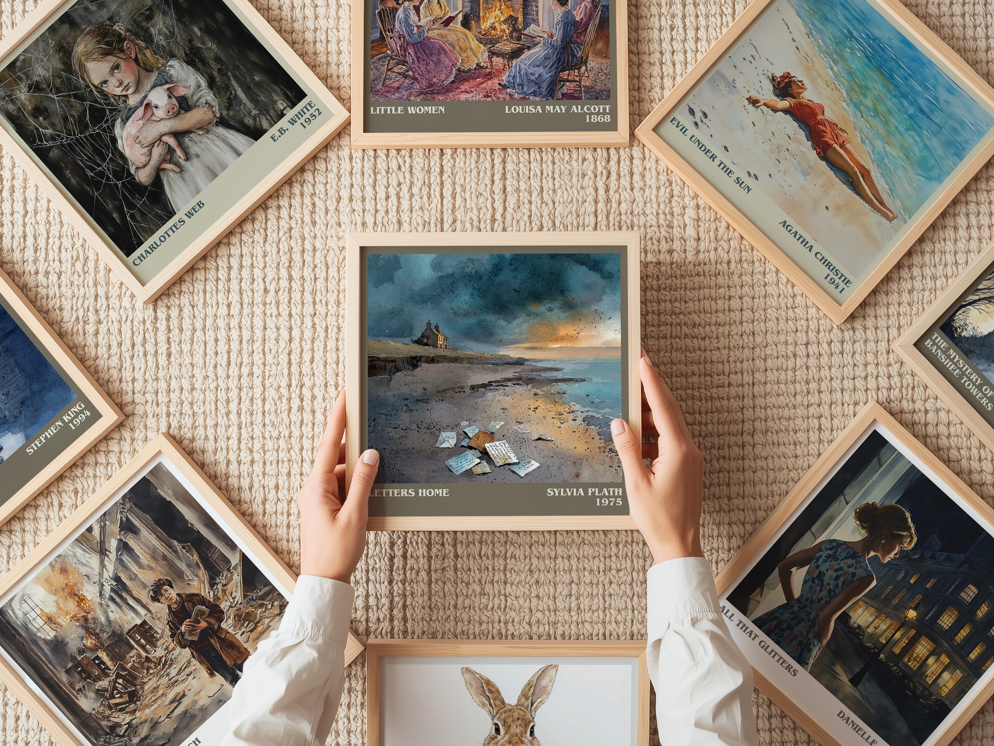 Letters Home literary print on bookshelf – Sylvia Plath fan gift