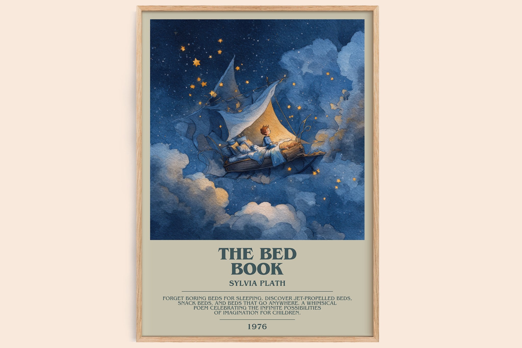 The Bed Book Bookish Wall Art by Sylvia Plath
