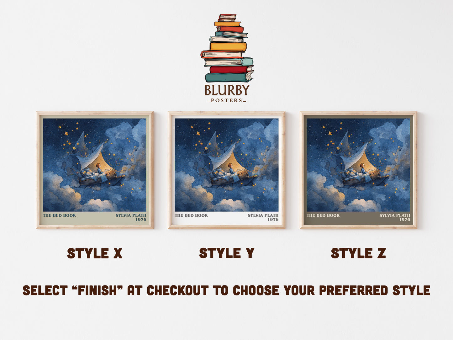 The Bed Book literary art print colour and style options – Sylvia Plath book art