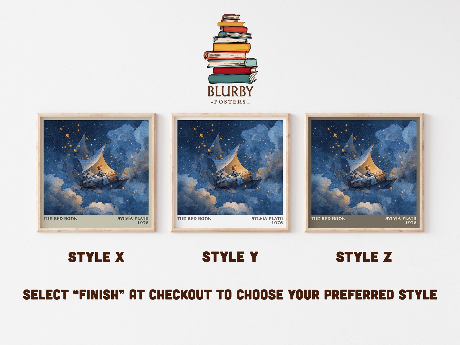 The Bed Book literary art print colour and style options – Sylvia Plath book art