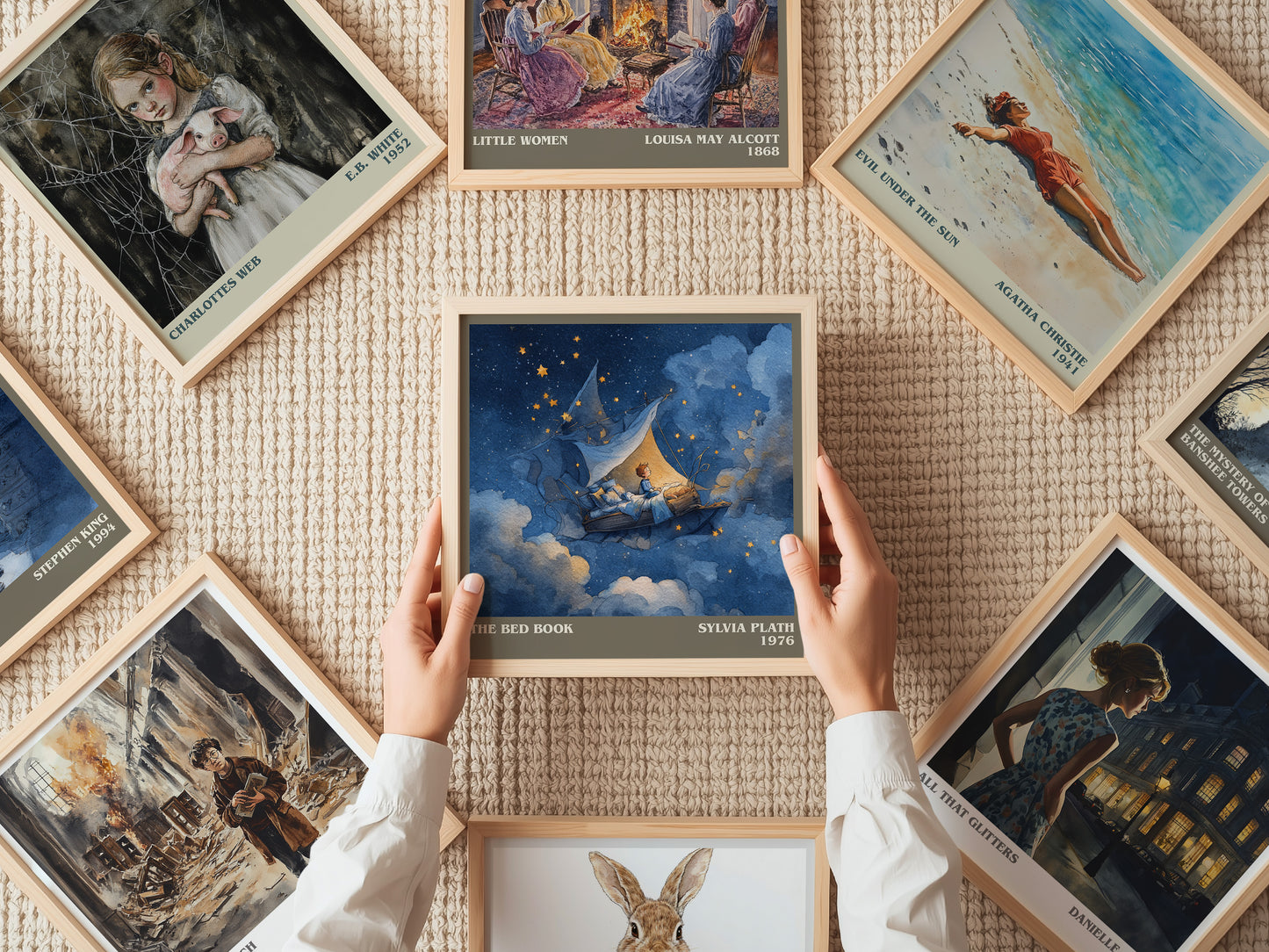 The Bed Book literary print on bookshelf – Sylvia Plath fan gift