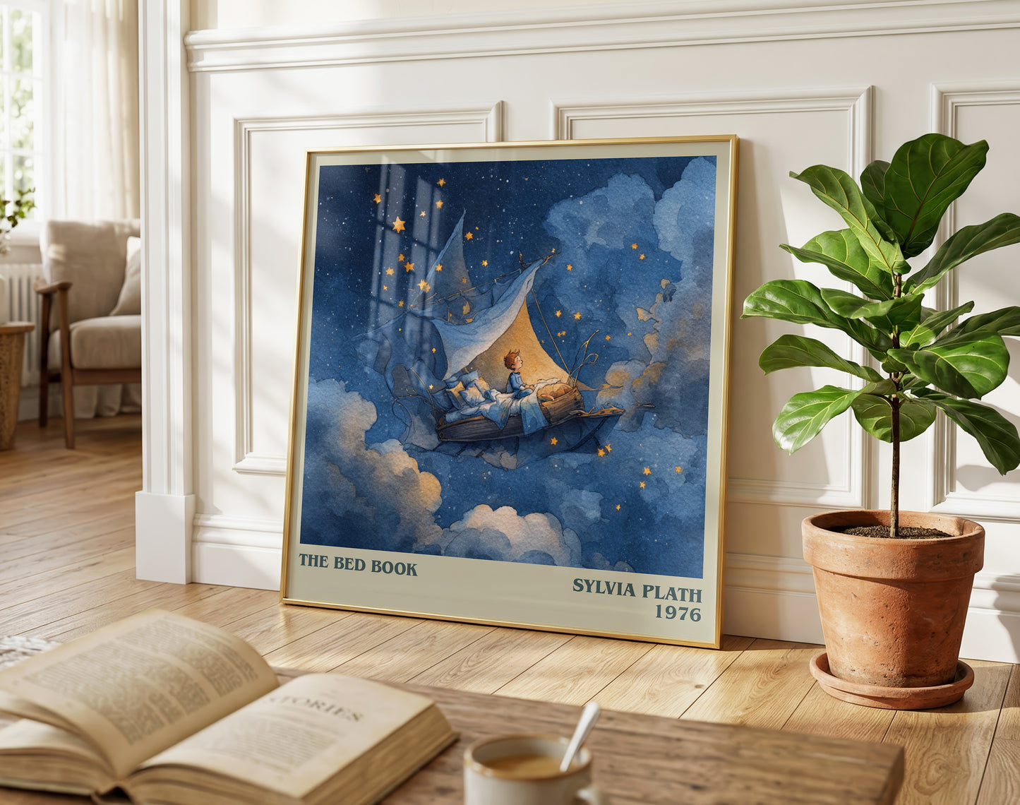 The Bed Book literary poster paired in gallery wall – literary art prints