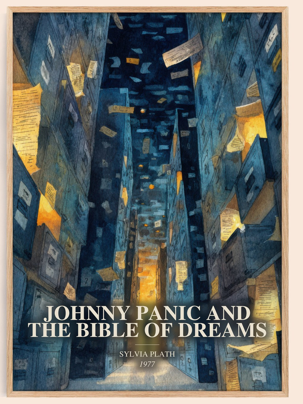 Johnny Panic And The Bible Of Dreams watercolour book poster by Sylvia Plath – framed literary art print