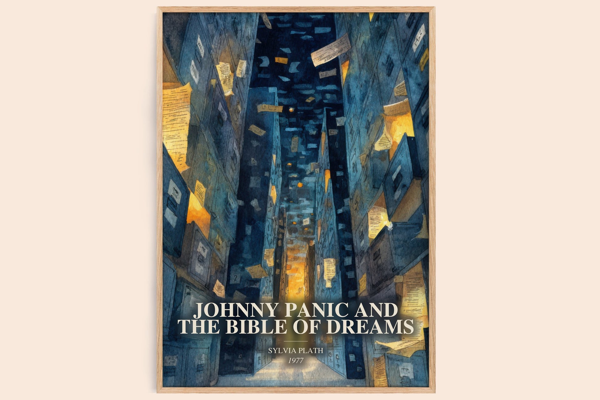 Johnny Panic And The Bible Of Dreams watercolour book poster by Sylvia Plath – framed literary art print