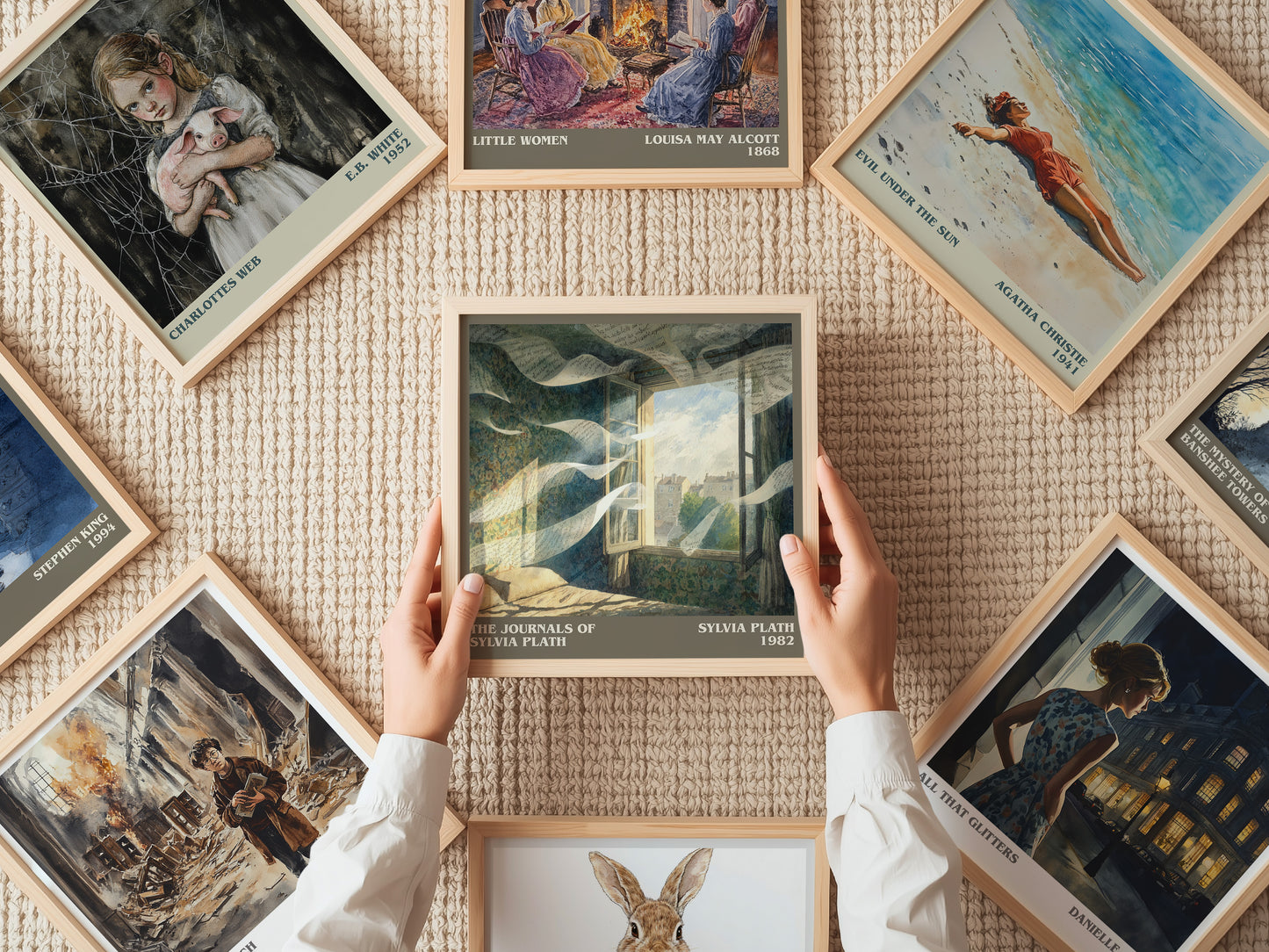 The Journals of Sylvia Plath literary print on bookshelf – Sylvia Plath fan gift