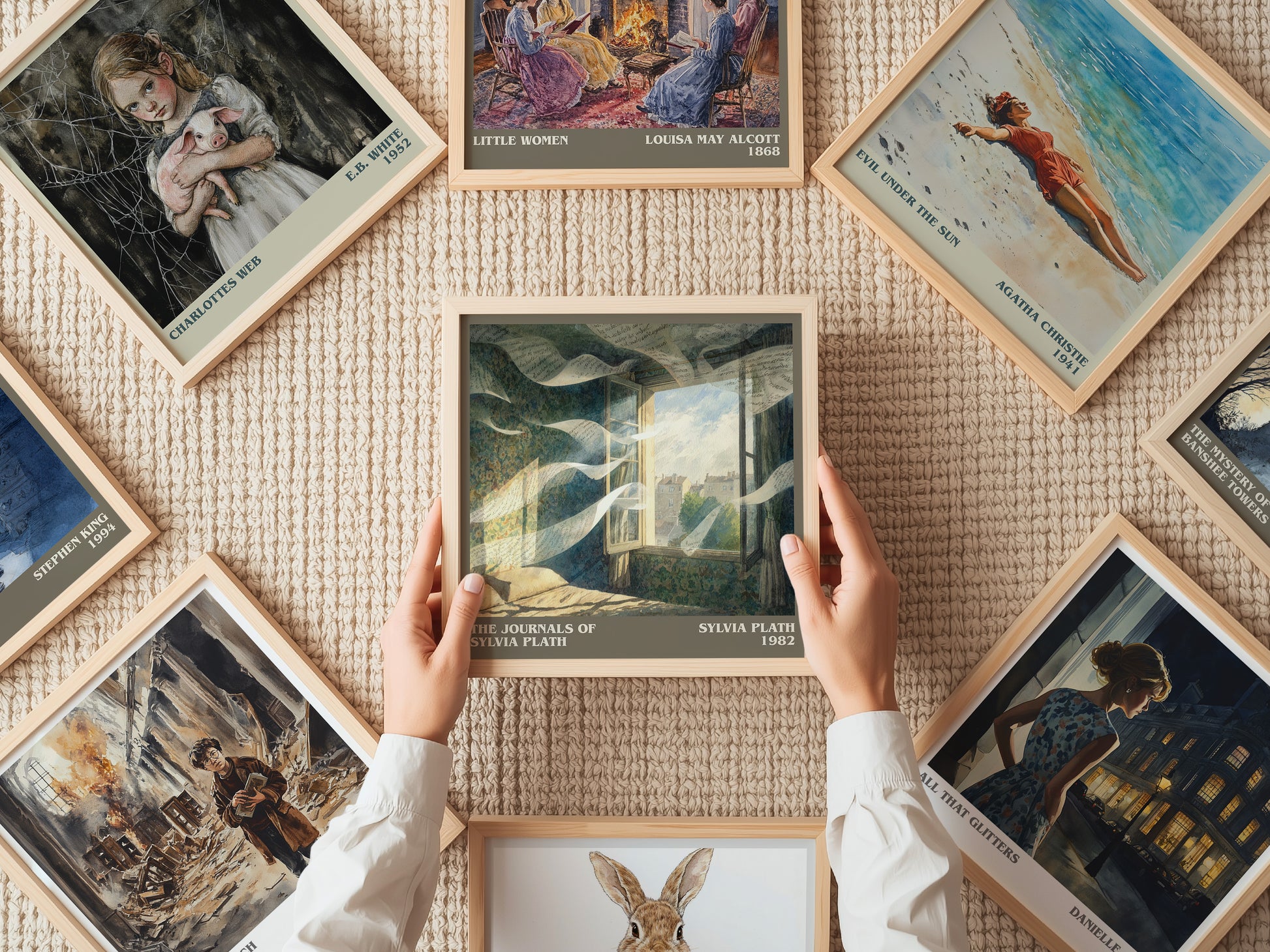 The Journals of Sylvia Plath literary print on bookshelf – Sylvia Plath fan gift