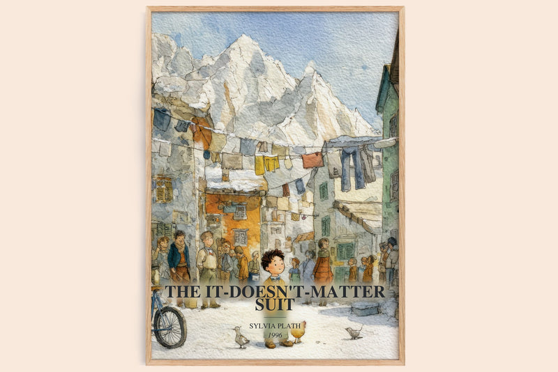 The It-Doesn'T-Matter Suit watercolour book poster by Sylvia Plath – framed literary art print