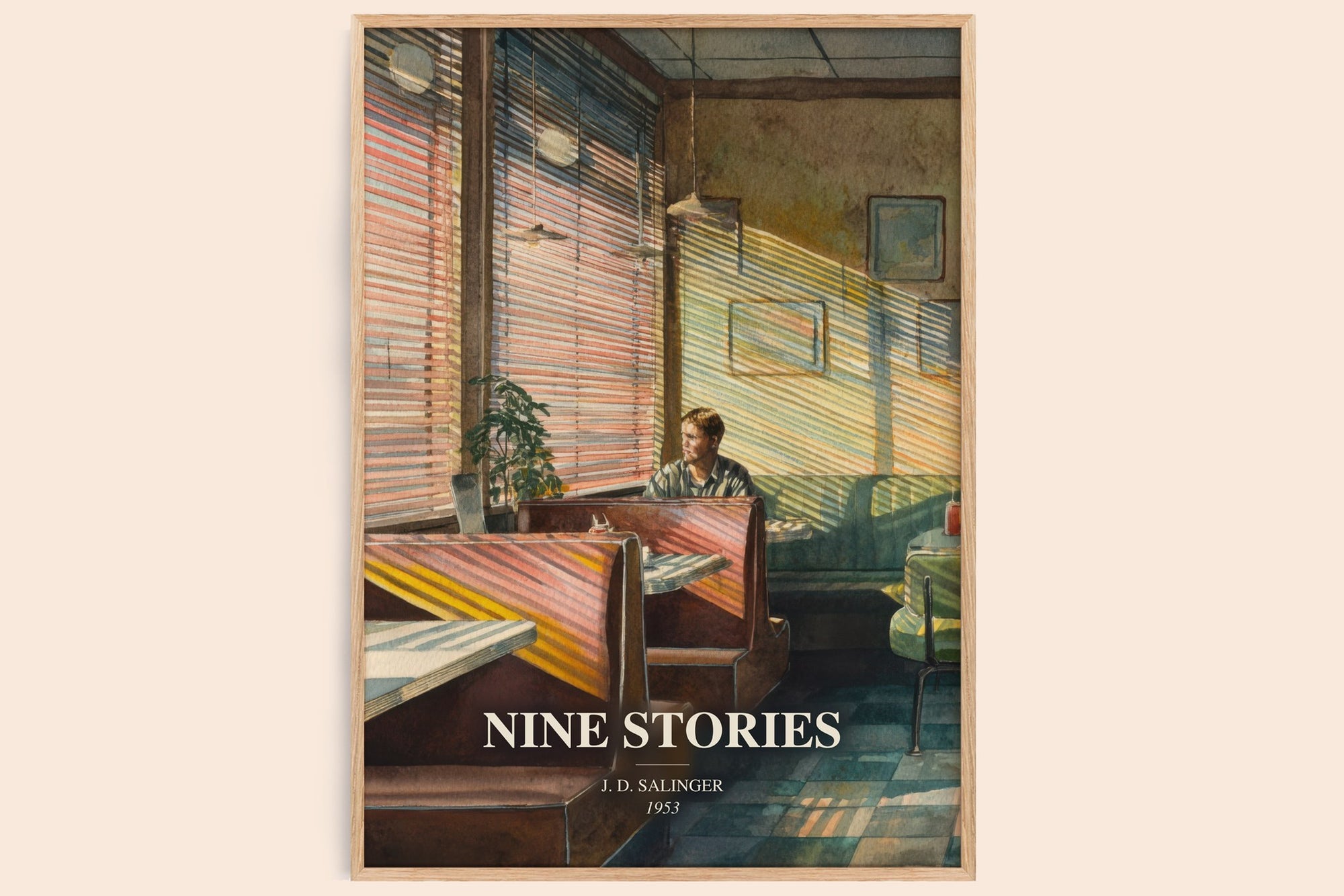 Nine Stories watercolour book poster by J. D. Salinger – framed literary art print